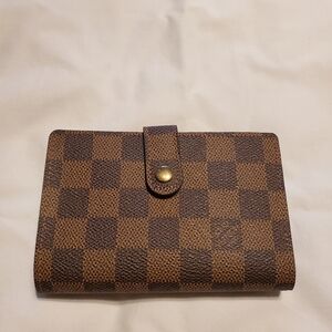 AUTHENTIC LOUIS VUITTON Damier Ebene French Kisslock Wallet